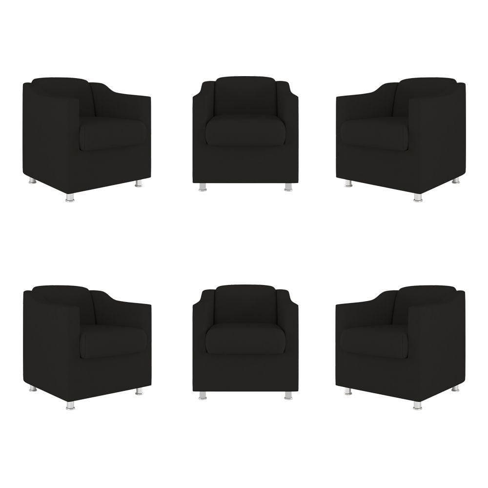 Kit 06 Poltronas Sala De Espera Suede Cor:preto
