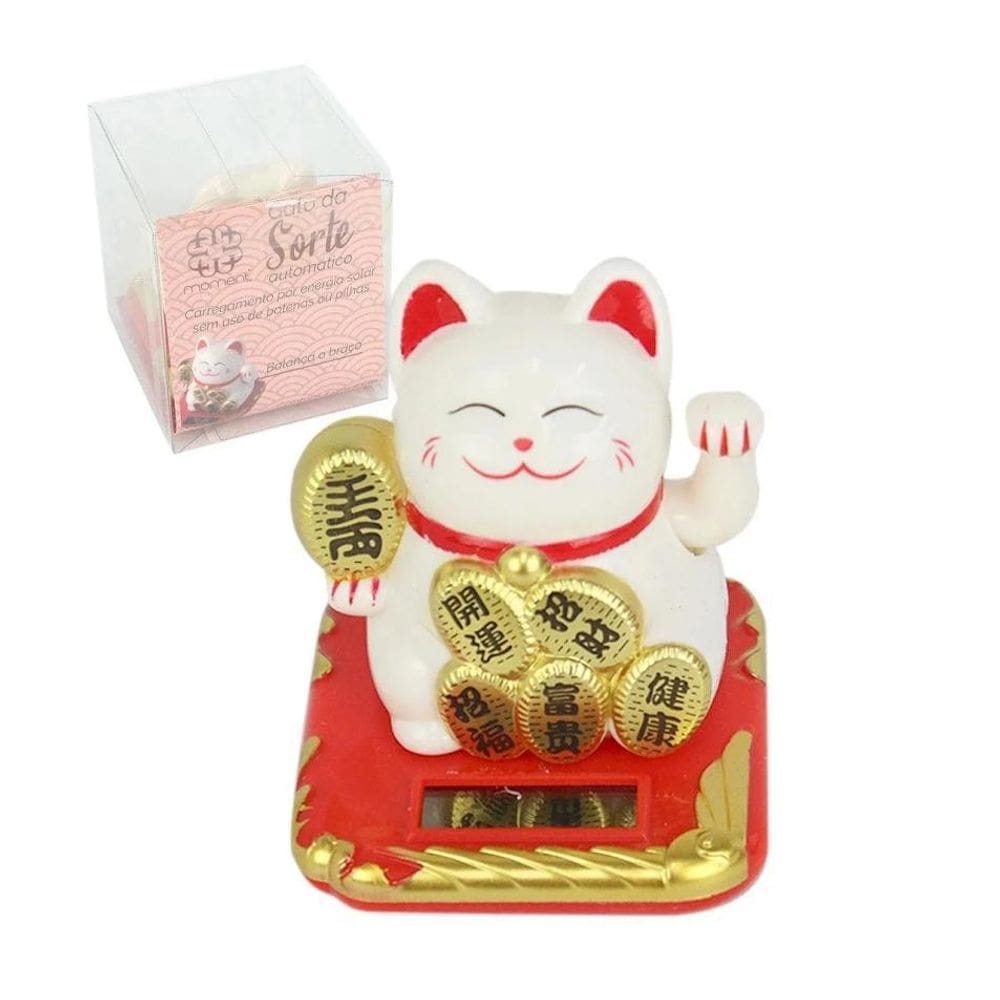 Gato Da Sorte Fortuna Neko Decorativo Energia Solar Maneki