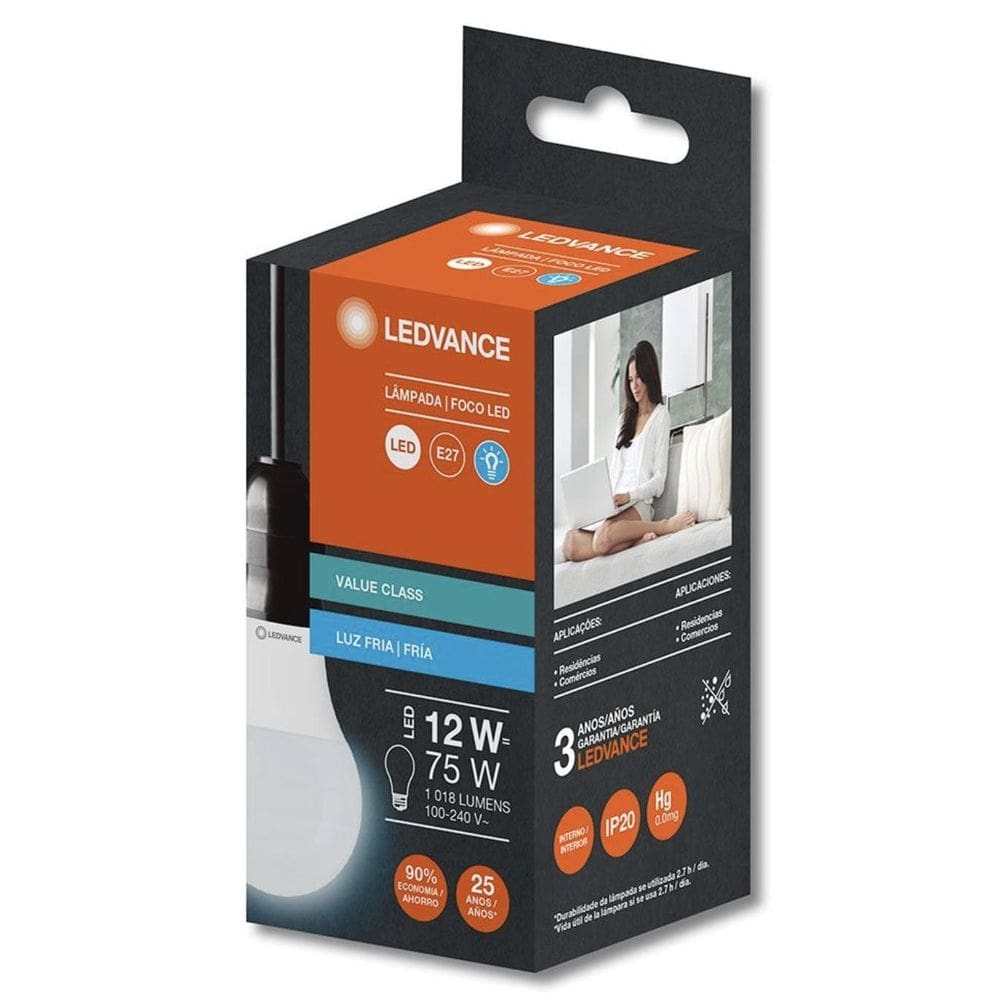 Kit 50 Lampadas Led Cla75 12W 6500K 1018Lm Biv E27 - Osram