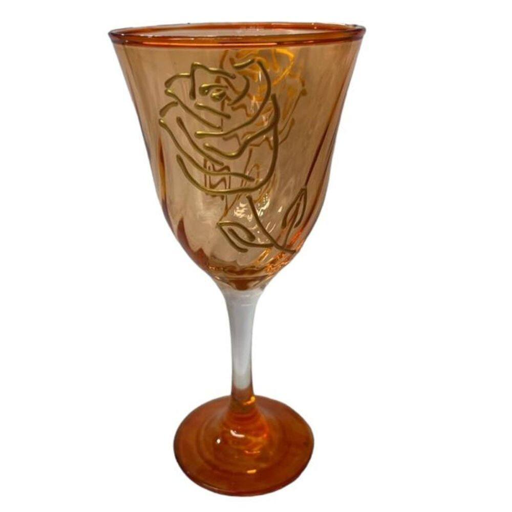Taça Lirio Cigana Rosa Laranja Super Luxo 330 Ml -Vidro