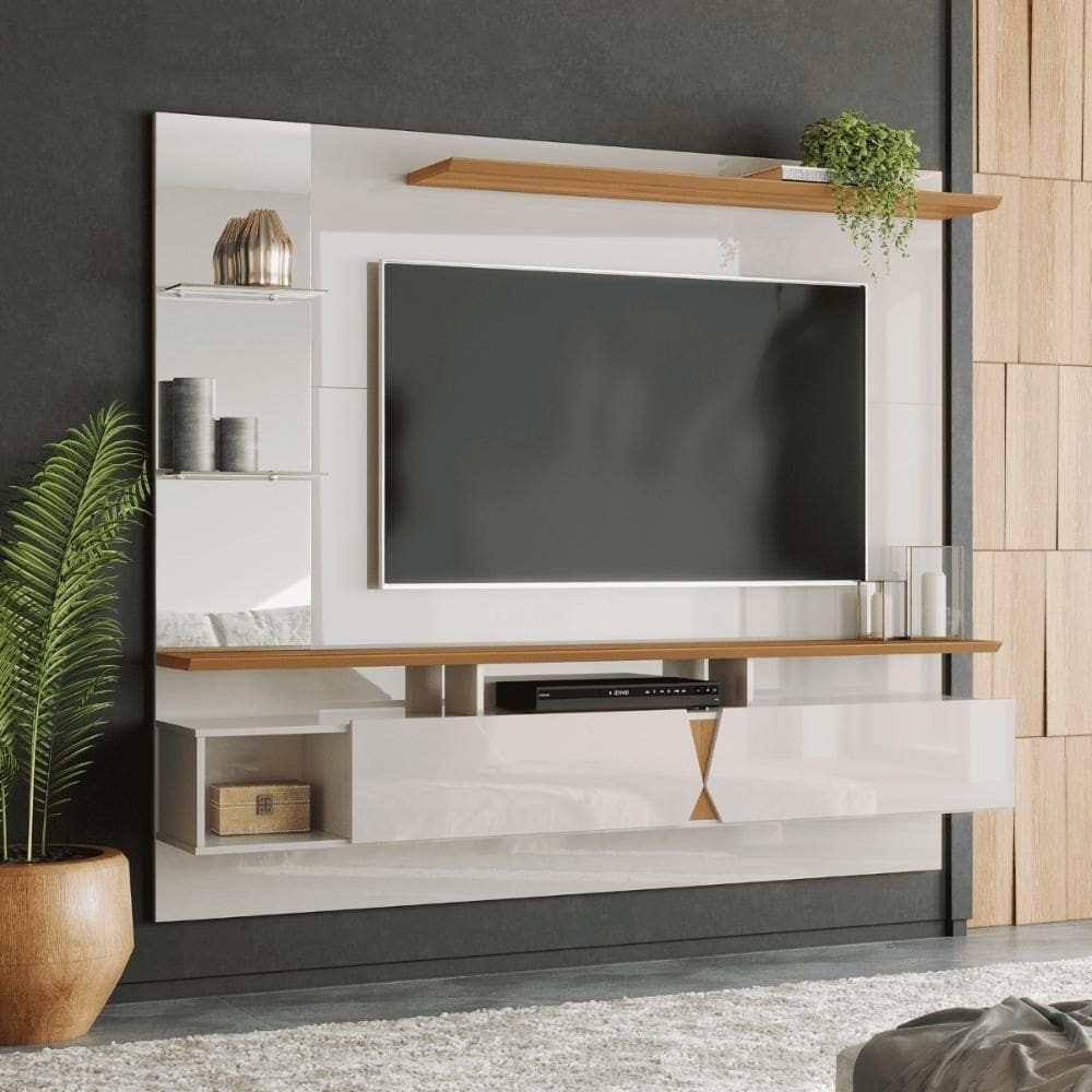 Painel Tv Vilnius Off White New-damasco