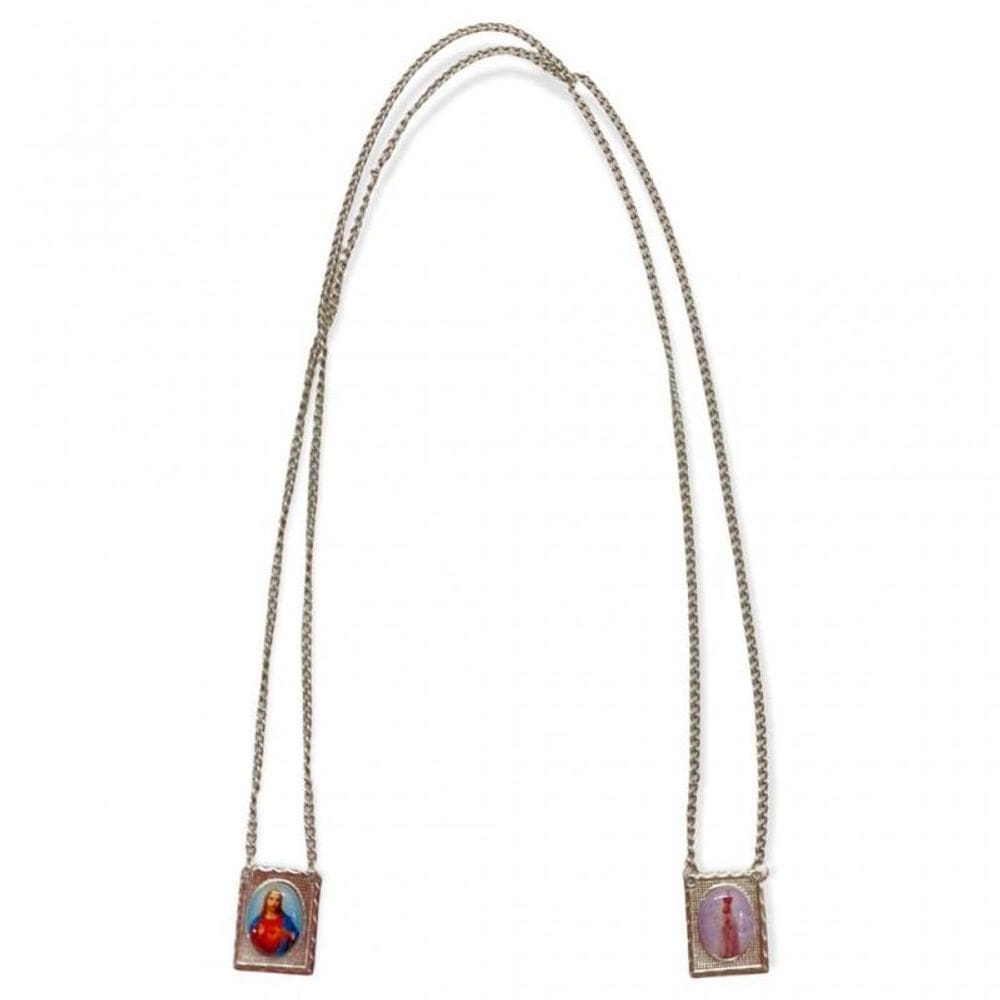 Escapulário Nossa Senhora De Fátima Aço Inox Foto 1,5 X 32Cm