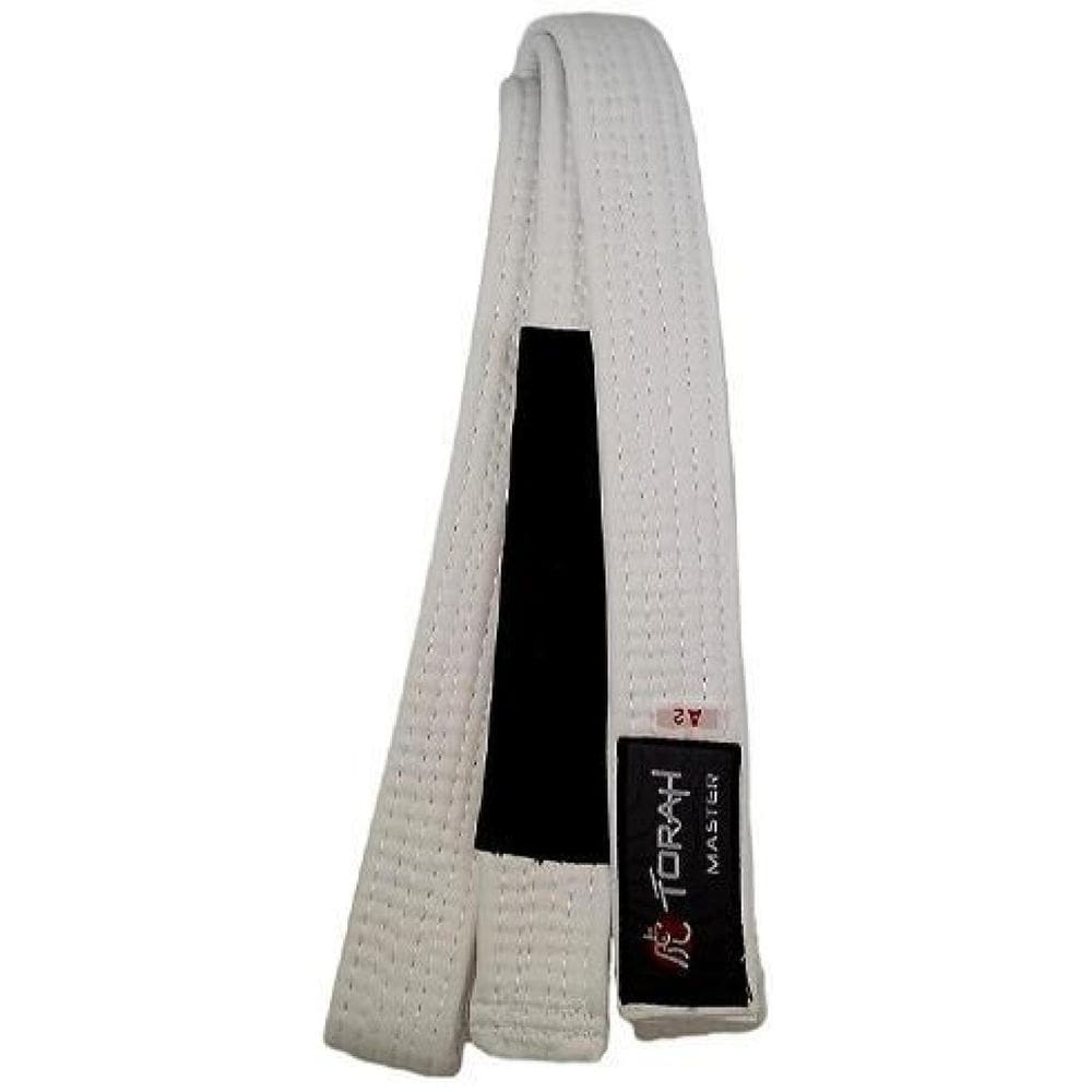 Faixa De Kimono Jiu Jitsu Torah Master Com Ponta Branco/Pret