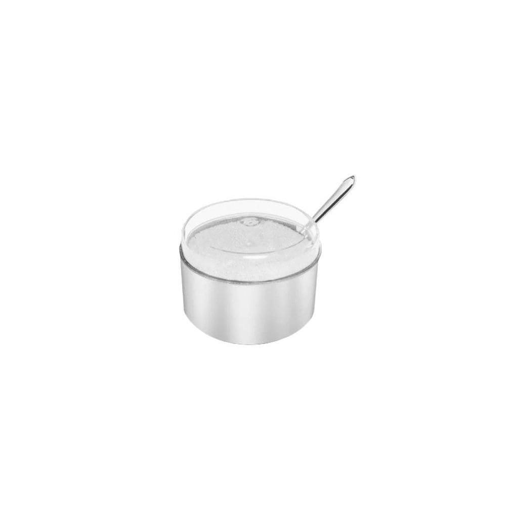 Açucareiro Aço Inox Tampa Transparente Acrilico E Colher