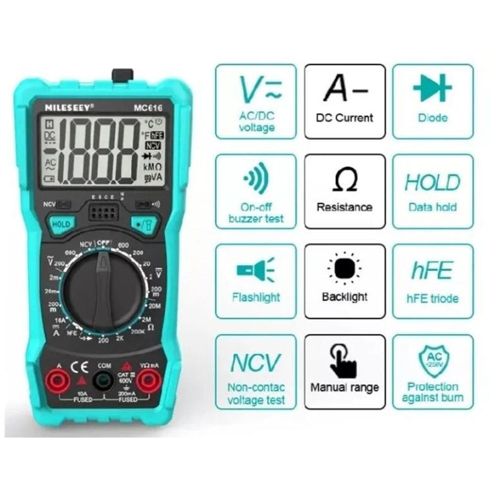 Multímetro Digital Mileseey Mc616 Automático Ac/Dc Reforçado