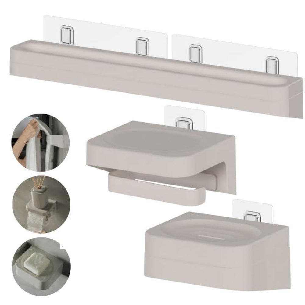 Kit Toalheiro+Porta Papel Higienico+Saboneteira Banheiro -Ou