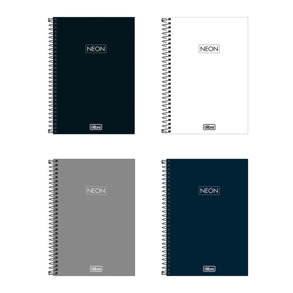 Caderno capa plástica 1/4 80 folhas Neon Masculino Tilibra