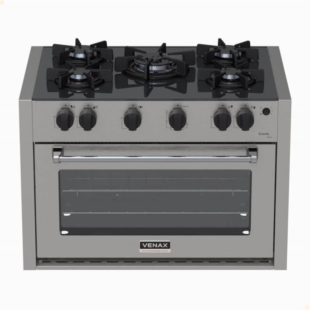 Fogão De Embutir 5 Bocas Venax Gaudi Line Inox 88,3L Gás Automático Bivolt 30305