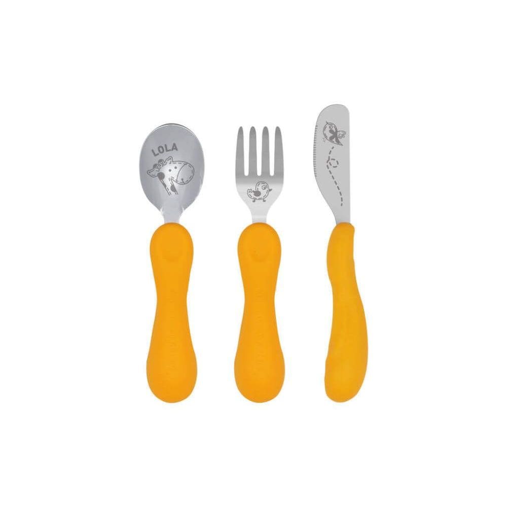 Jogo Anatômico Colher Garfo E Faca Com Inox Girafa Lola 3Pcs - Marcus  Marcus