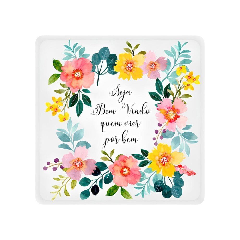 Enfeite de Porta Iluminado Quadrado Seja Bem-Vindo Bivolt