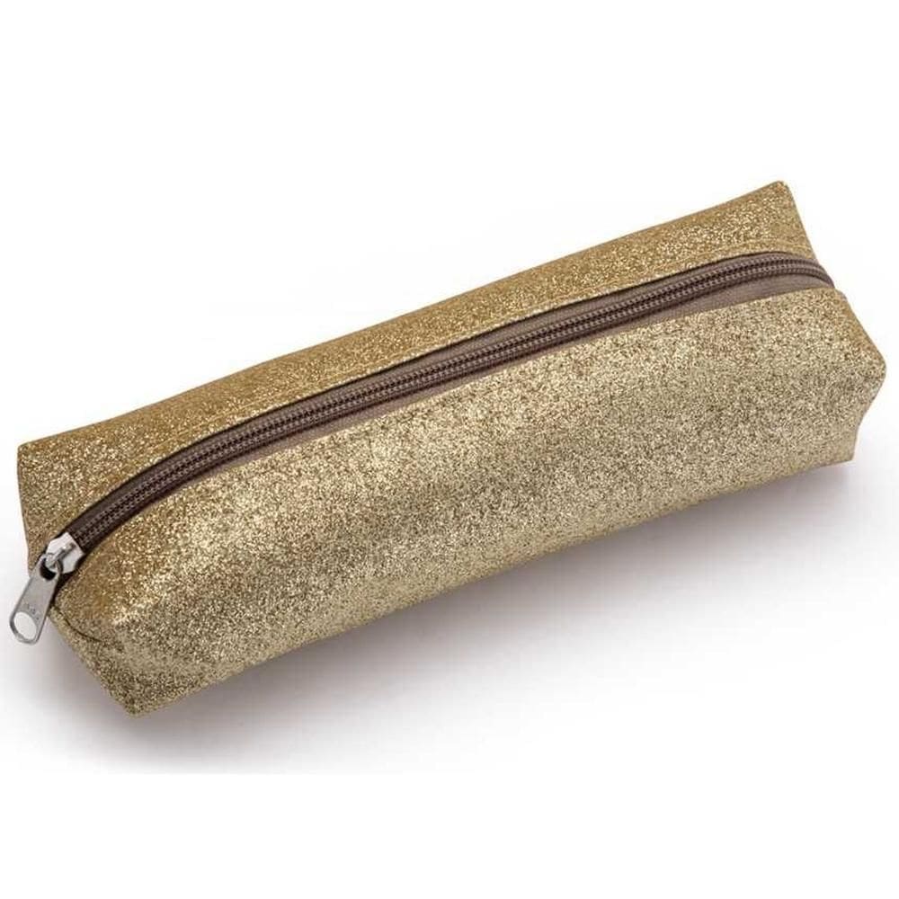 Estojo Simples Glitter Dourado Waleu