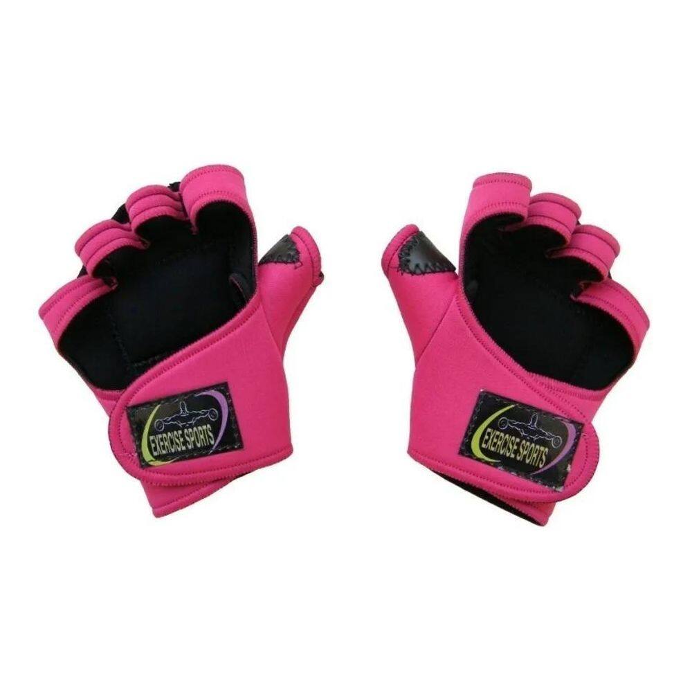 2X Luva Feminina Rosa Com Polegar - Musculação - Fitness.