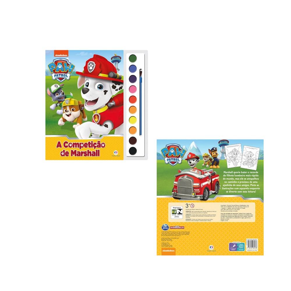 Livro Ler Colorir Pintar Aquarela autêntico Patrulha Canina