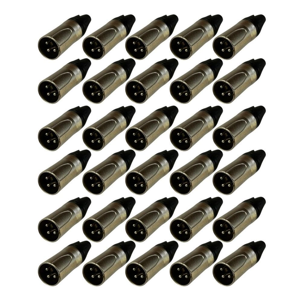 Kit 30 Plug Xlr Macho Profissional 3 Vias Soundvoice Xl03Mc