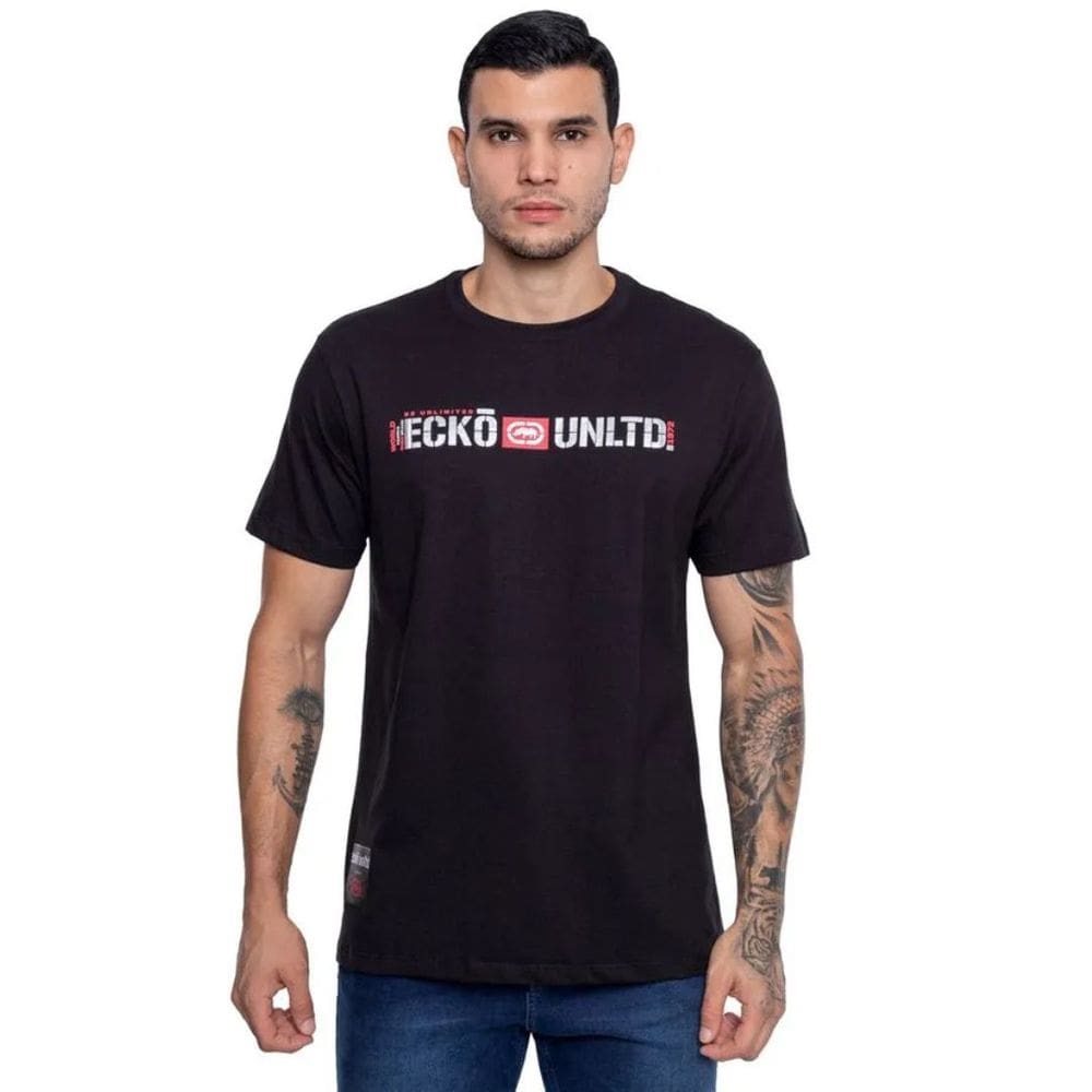 Camiseta Ecko Unltd Logo Prateada Refletiva