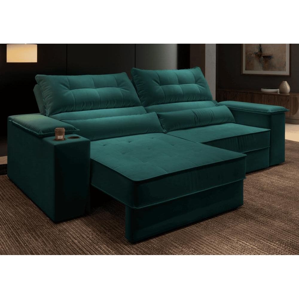 Sofá Manhattan Retrátil Reclinável 3 Lugares Suede 2,1m