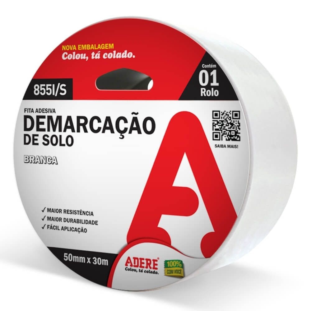 Fita Branca Para Demarcação de Solo 50mm x 30 Metros -855I - ADERE