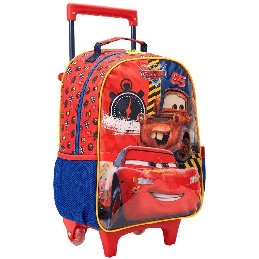 Mochila De Rodinhas Escolar 16` Carros Vermelha - Xeryus
