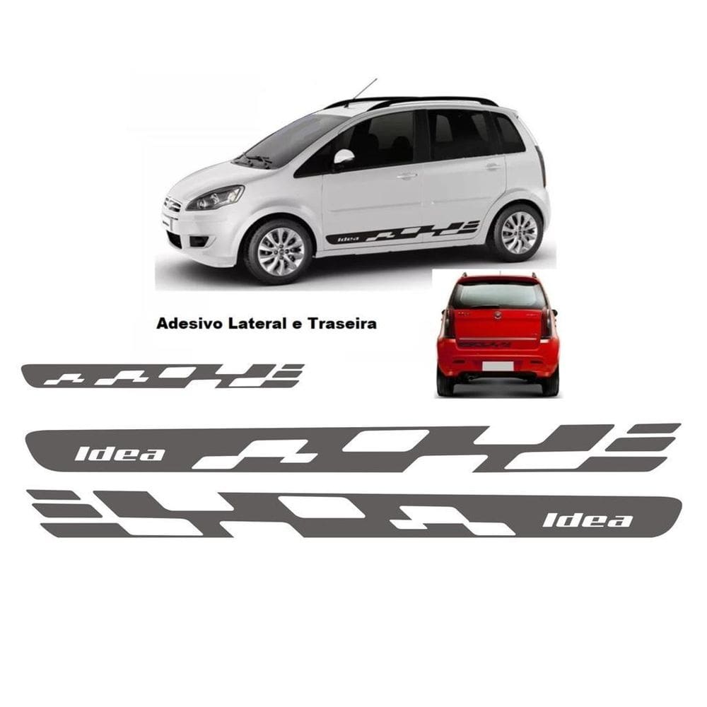 Adesivo Lateral Fiat Idea Fg1 E Traseira Kit Faixa Fita
