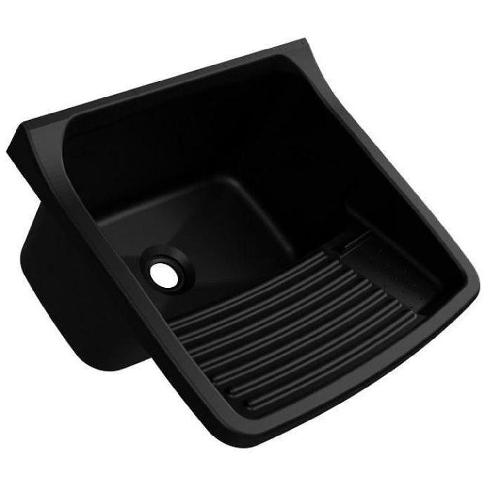 Tanque Plástico 47X43X27Cm 22L Tq0 Preto + Sifão Preto Astra