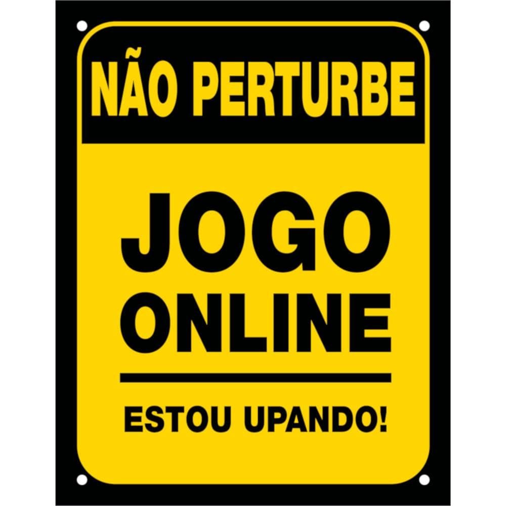 Placa Decorativa PS 18x23cm Não Perturbe, Jogo Online - DEC19 - SINALIZE