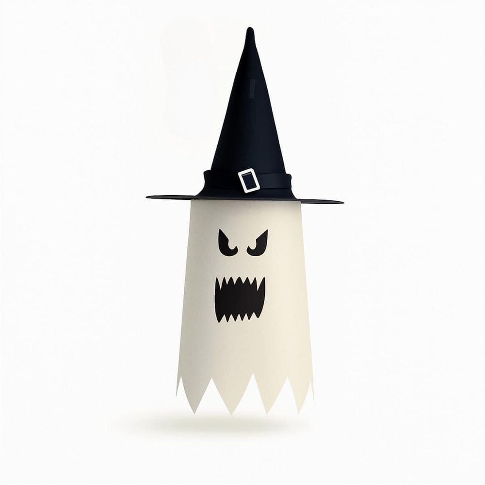 Chapéu De Bruxa Fantasma Branco Decoração Halloween Com Led