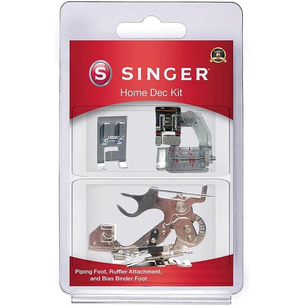 Kit Presser Foot Decor SINGER Home com tubulação, encadernador e babador