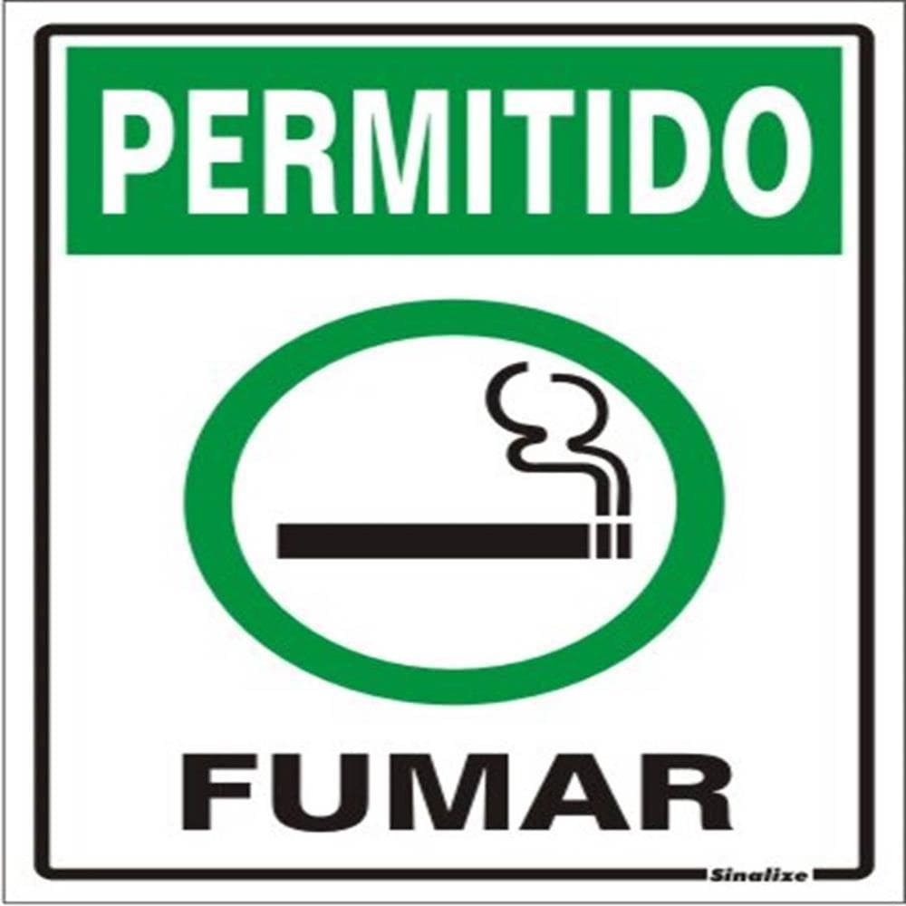 Placa de Poliestireno Auto-Adesiva 20x15cm Permitido Fumar - 220 AA - SINALIZE