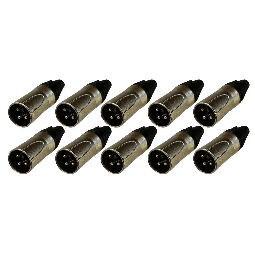 Kit 10 Plug Xlr Macho Profissional 3 Vias Soundvoice Xl03Mc