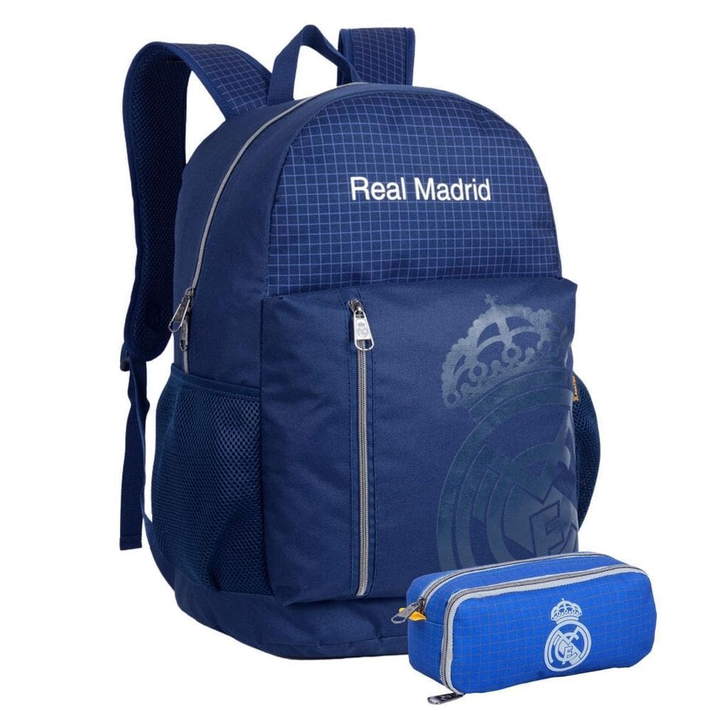 Kit Mochila Real Madrid Costas Esportiva Escolar Estojo