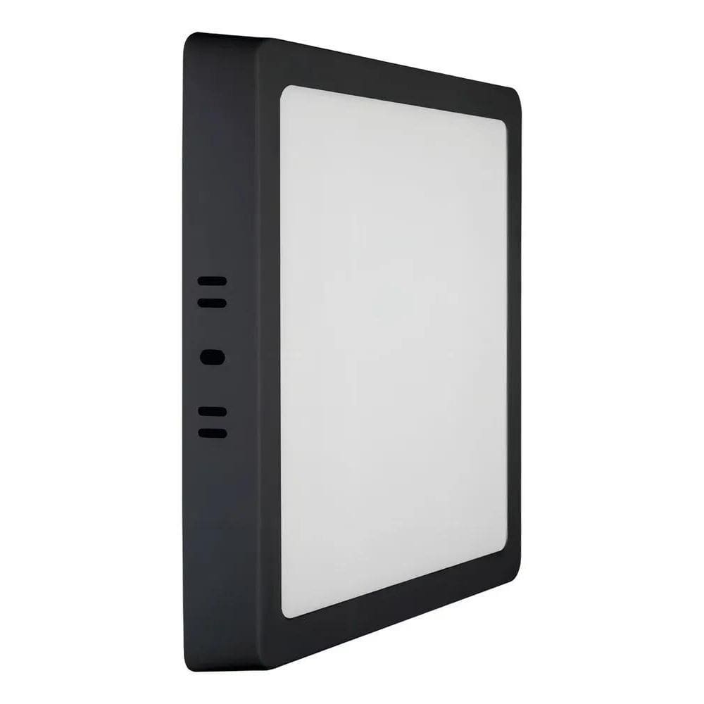 2X Plafon Painel Led Sobrepor Quadrado Preto 18W 22X22 6500K