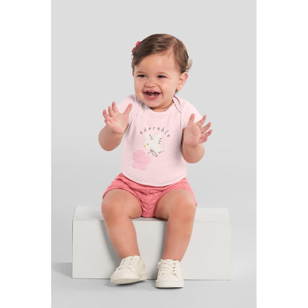 Body bebê menina de florzinha em puff Brandili Baby