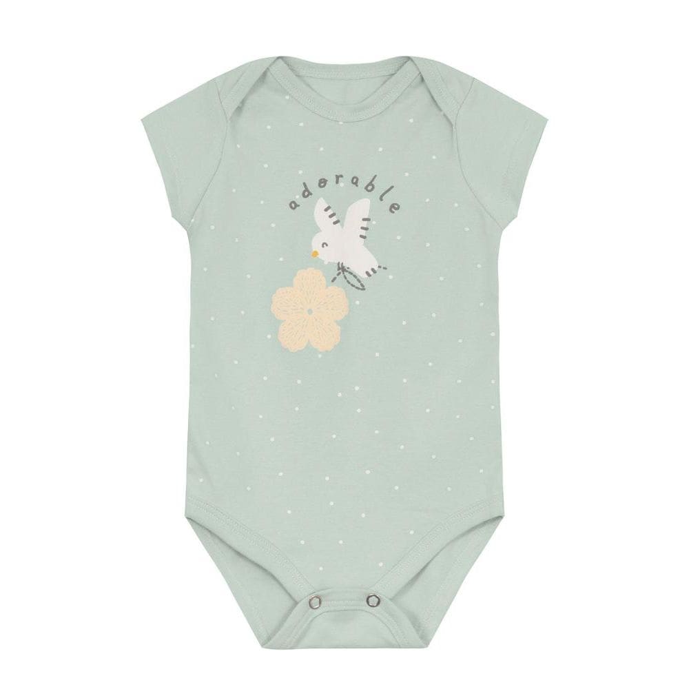 Body bebê menina de florzinha em puff Brandili Baby