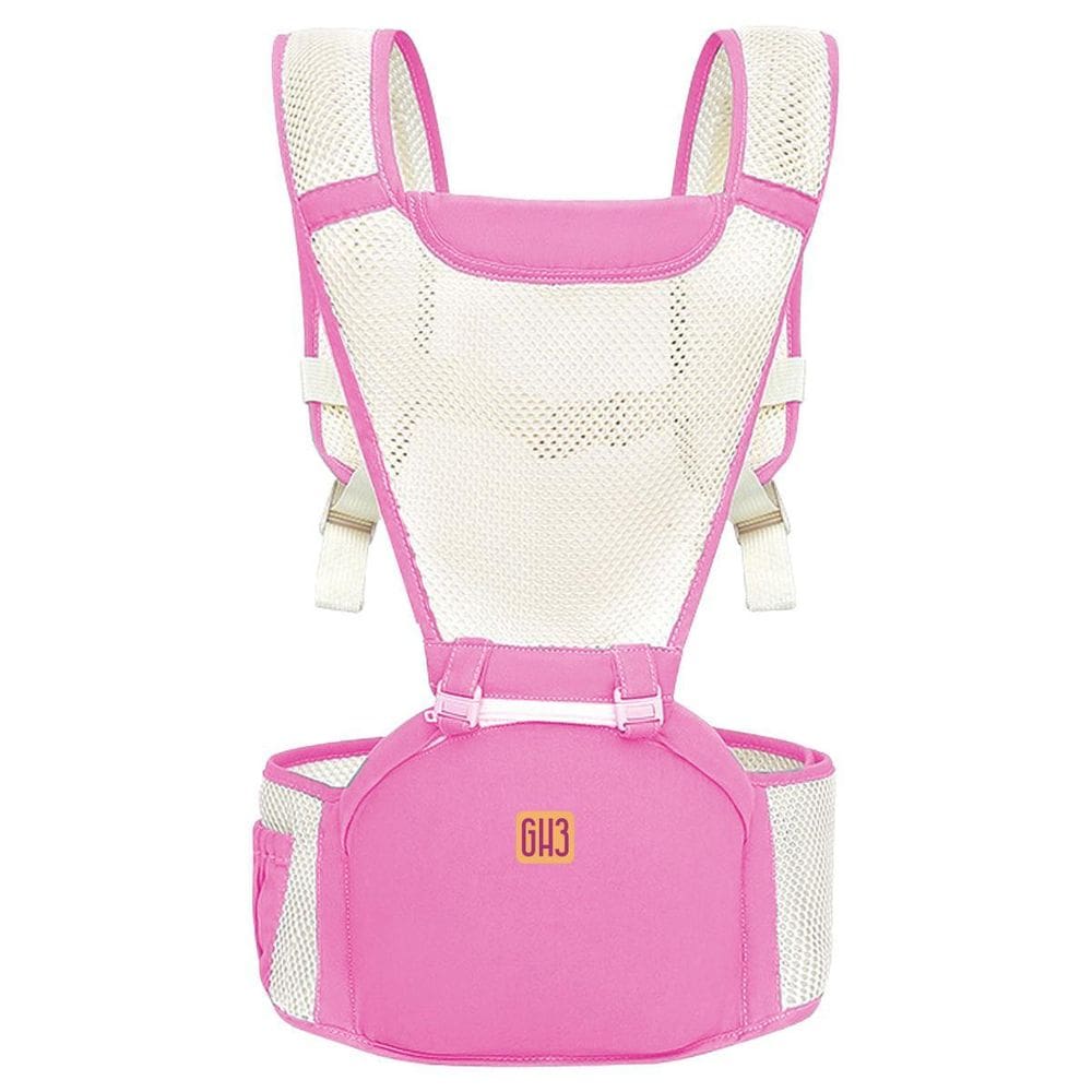 Bolsa Canguru Com Suporte Banco Passear Bebê Até 25Kg Rosa