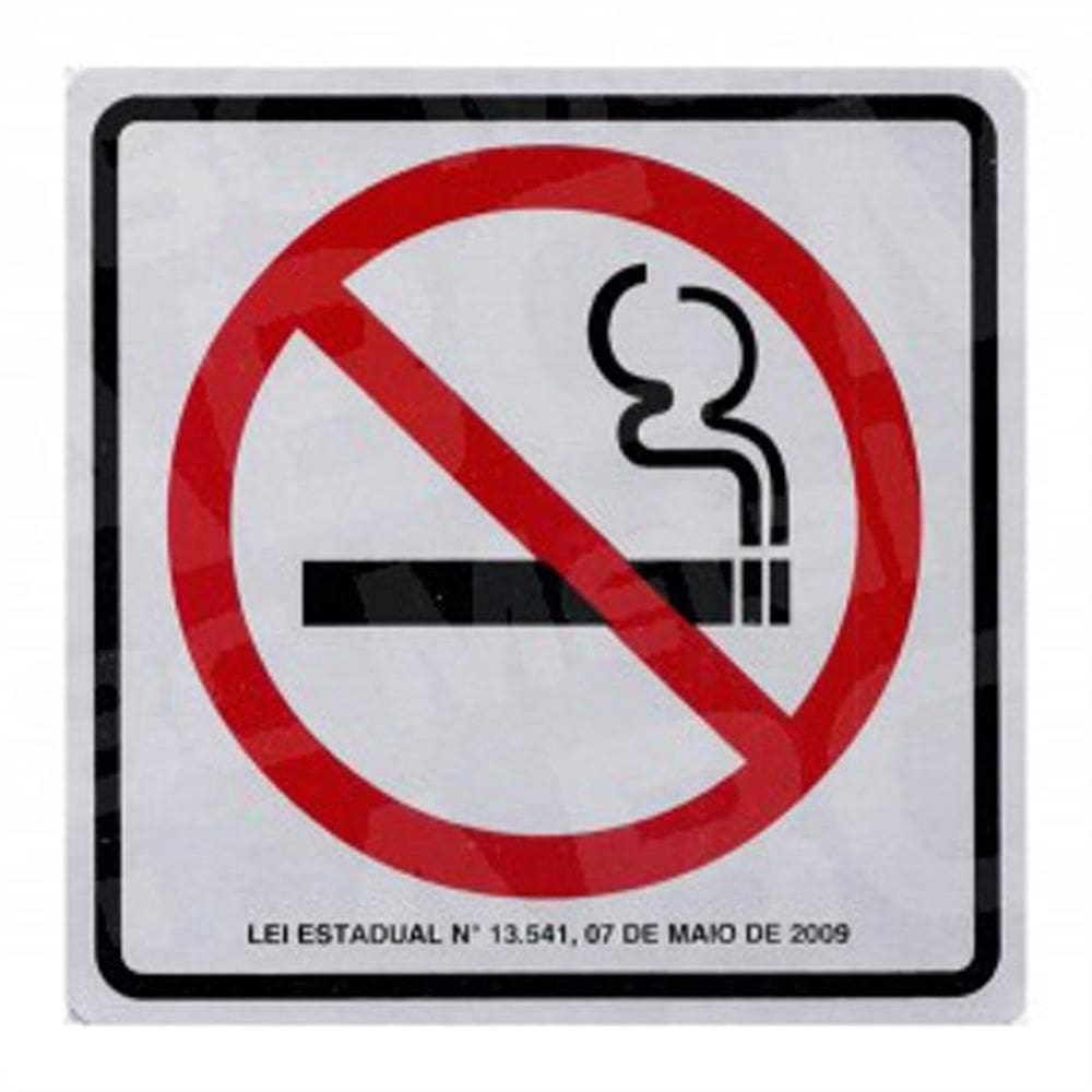 Placa de Alumínio Auto-Adesiva 15x15cm Não Fume - 120 AB - SINALIZE