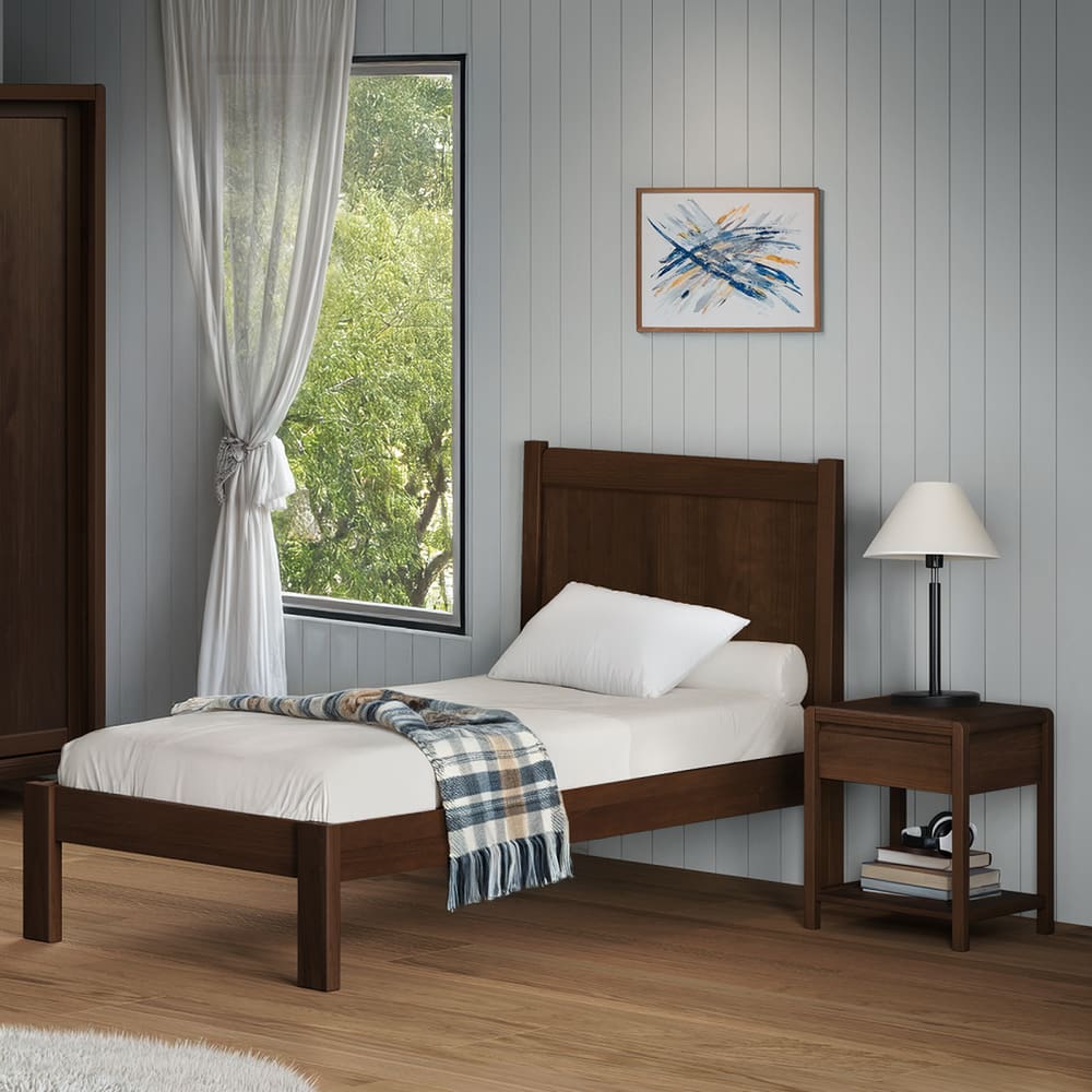 Cama de Solteiro em Madeira Maciça Modena Capuccino