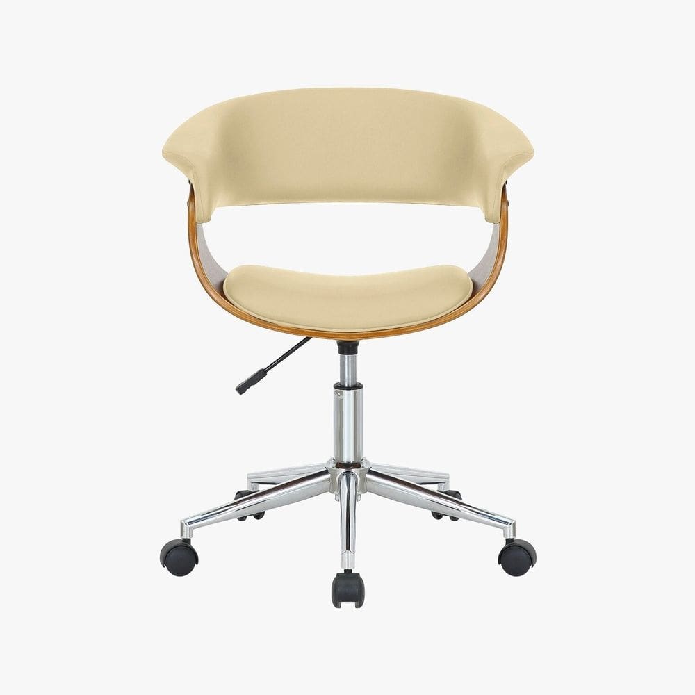 Cadeira Escritório Diretor Giratória Regulável Sintético Turim Nude/Amadeirado
