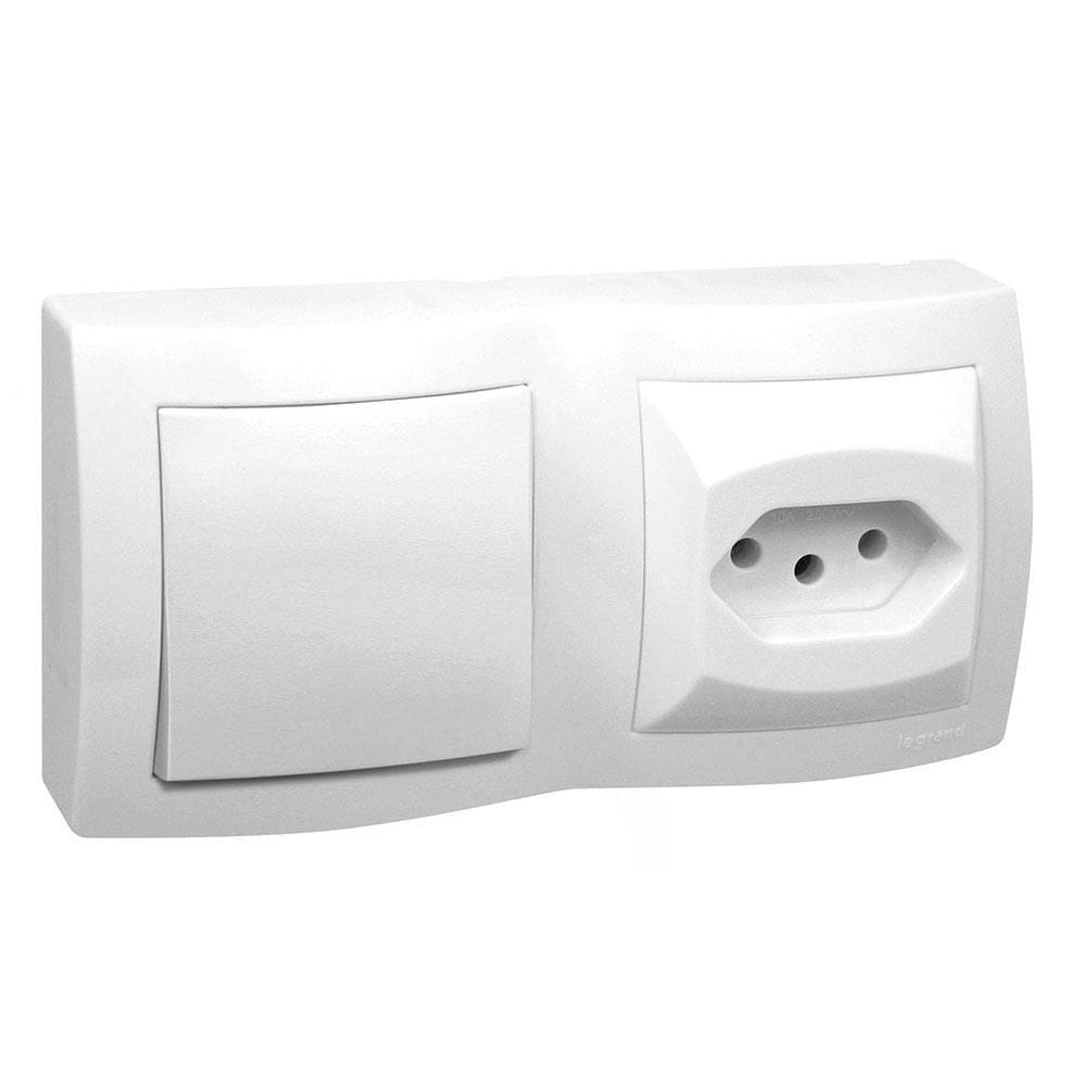 Interruptor Simples + Tomada 2P + T PB 10A Sistema X - 675063 - PIAL
