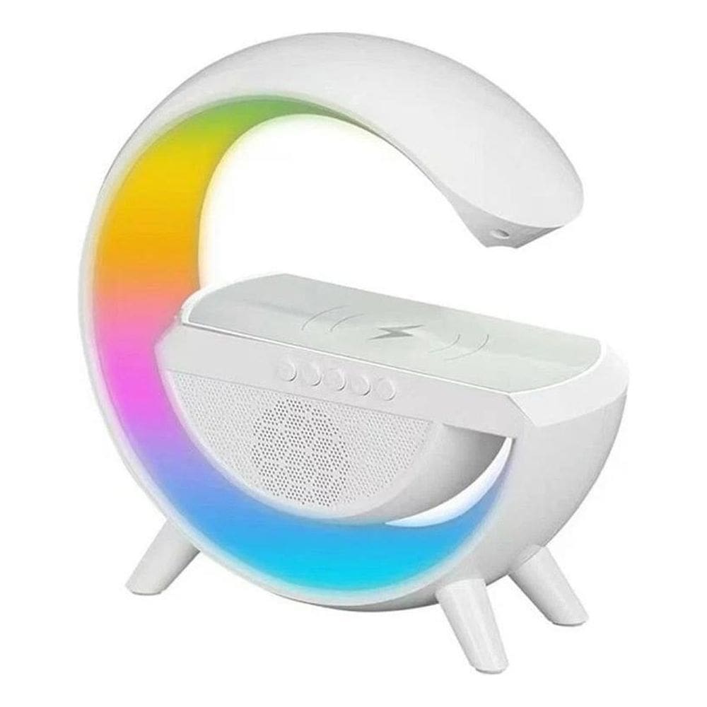 Luminária G Caixa de Som Carregador Indução Celular