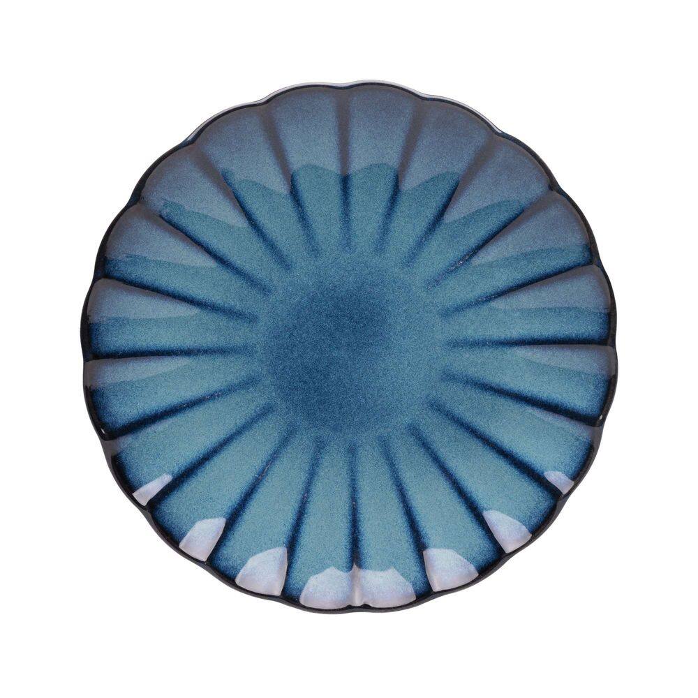 Prato Sobremesa Scallop de Cerâmica Azul 21cm - Wolff