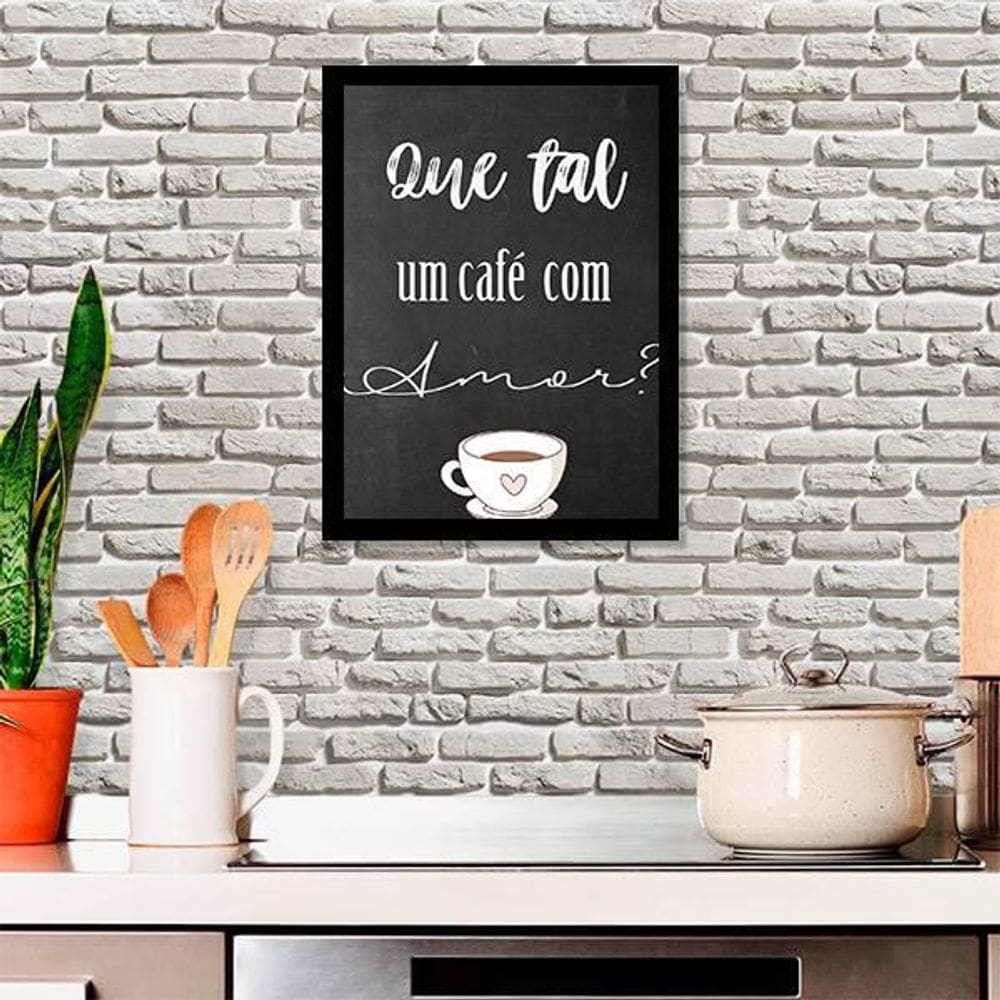 Quadro Decorativo Que Tal Um Café Com Amor 34x23cm