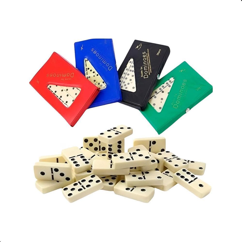 Dominó Profissional Osso 28 Peças Double Six 10Mm Preto