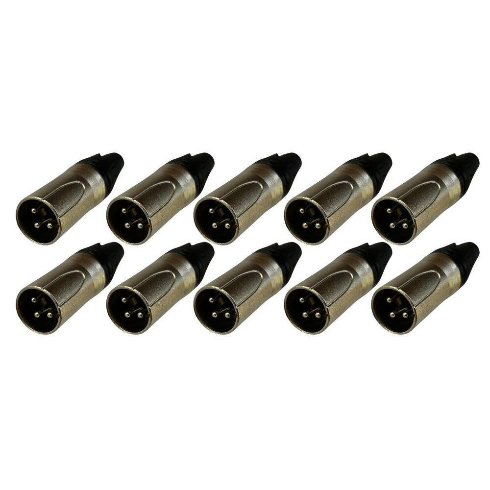 Kit 10 Plug Xlr Macho Profissional 3 Vias Soundvoice Xl03Mc