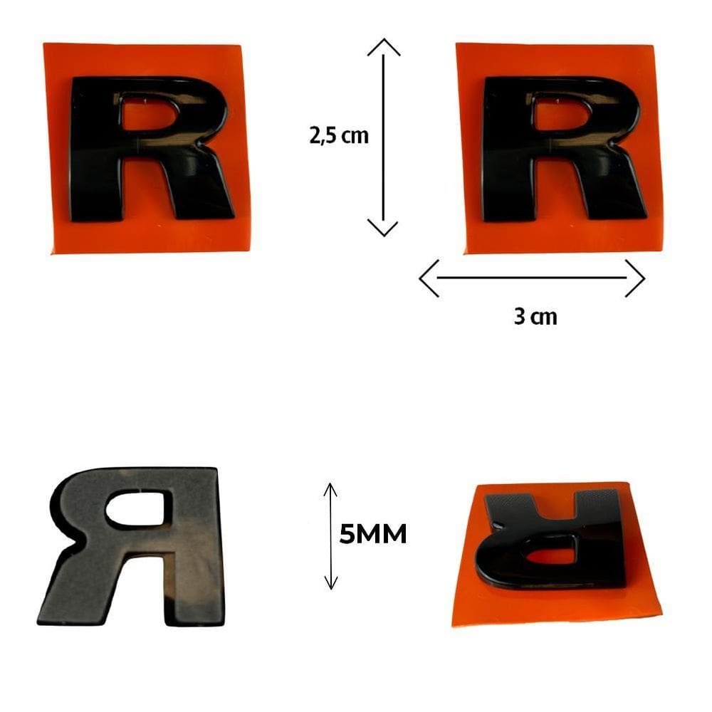 Letra Avulsa Black Piano Do Emblema De Carro Letra R