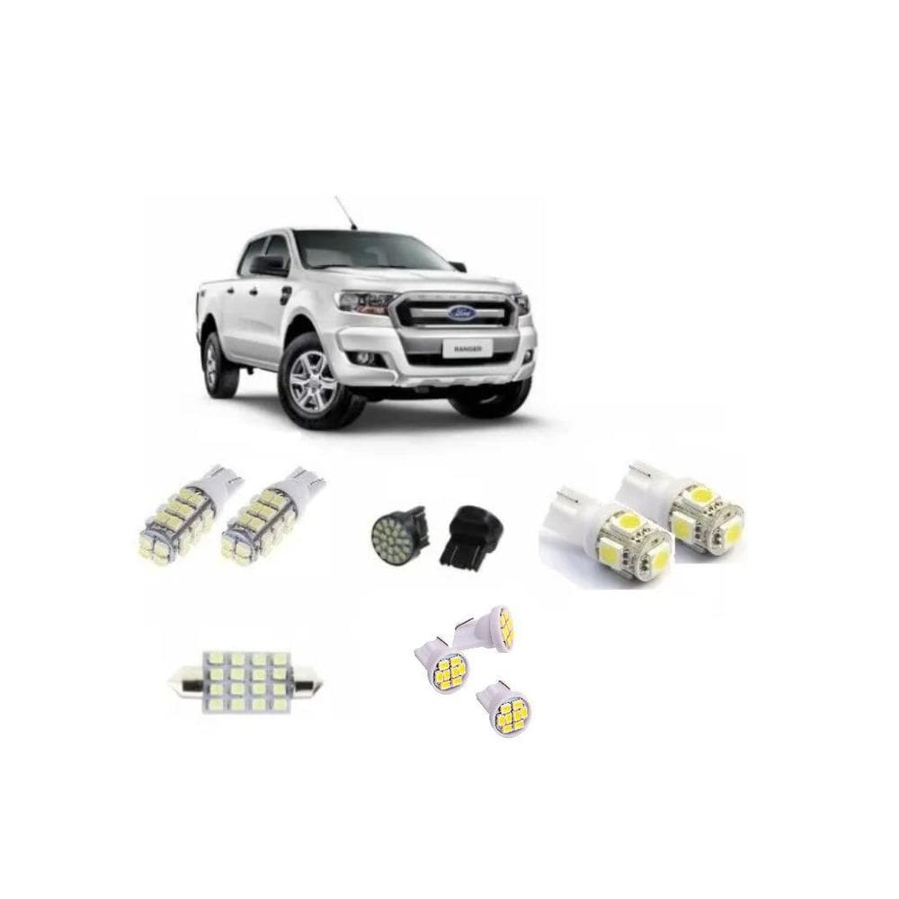 Kit Lâmpadas Led Ford Ranger Farolete Teto Placa Ré