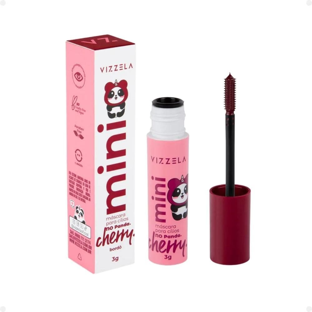 Mini Máscara de Cílios No Panda Cherry Bordô 3g