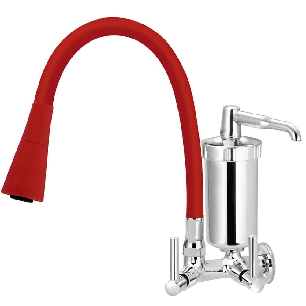 Torneira de Parede com Filtro Tubo Color Vermelho Duplo Cone 1/4 de Volta 6179 - 772280 - STOC