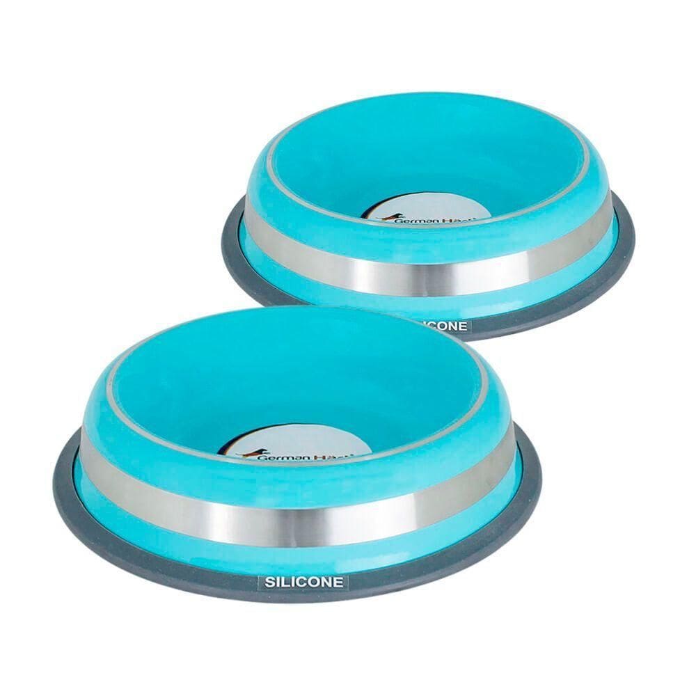 Comedouro Antiderrapante Azul Em Aço Inox 850ml - Alta Durabilidade E Estabilidade