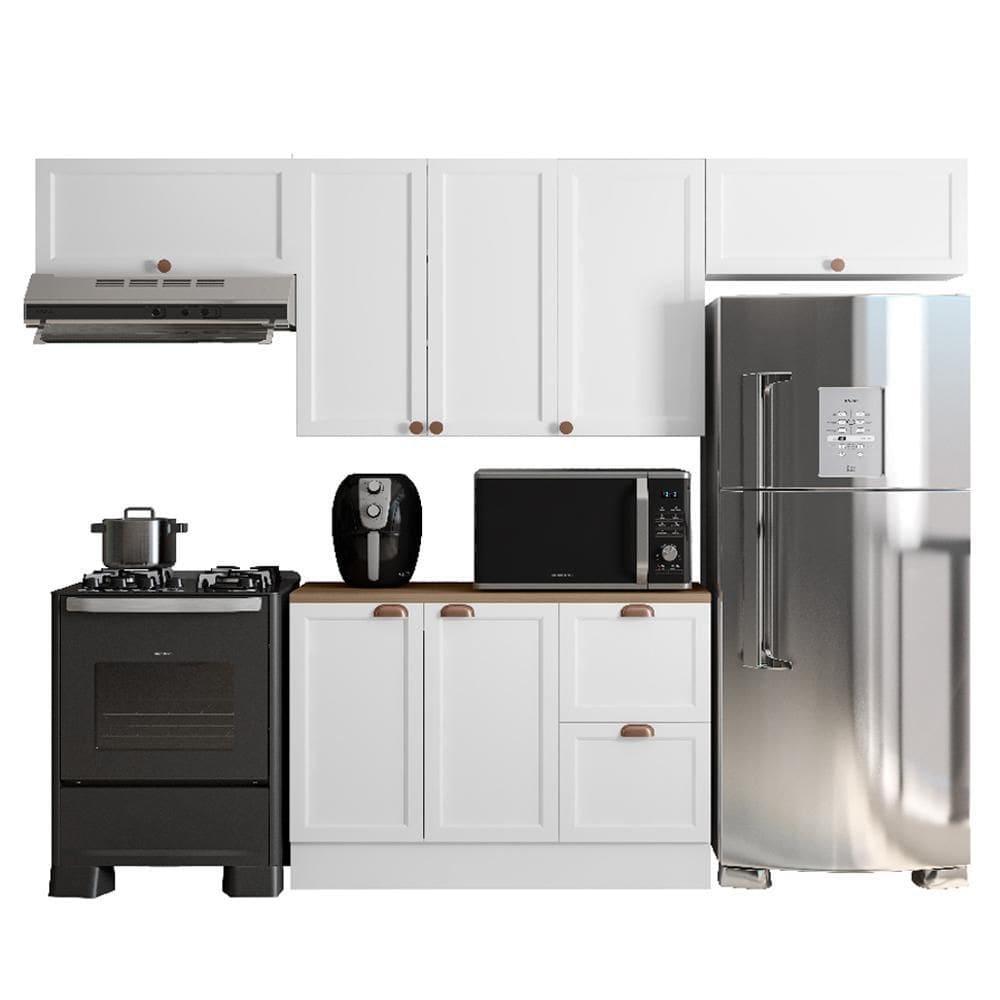Cozinha Modulada Unna 4 Peças Balcão 120cm com Tampo MDP - Poliman Móveis