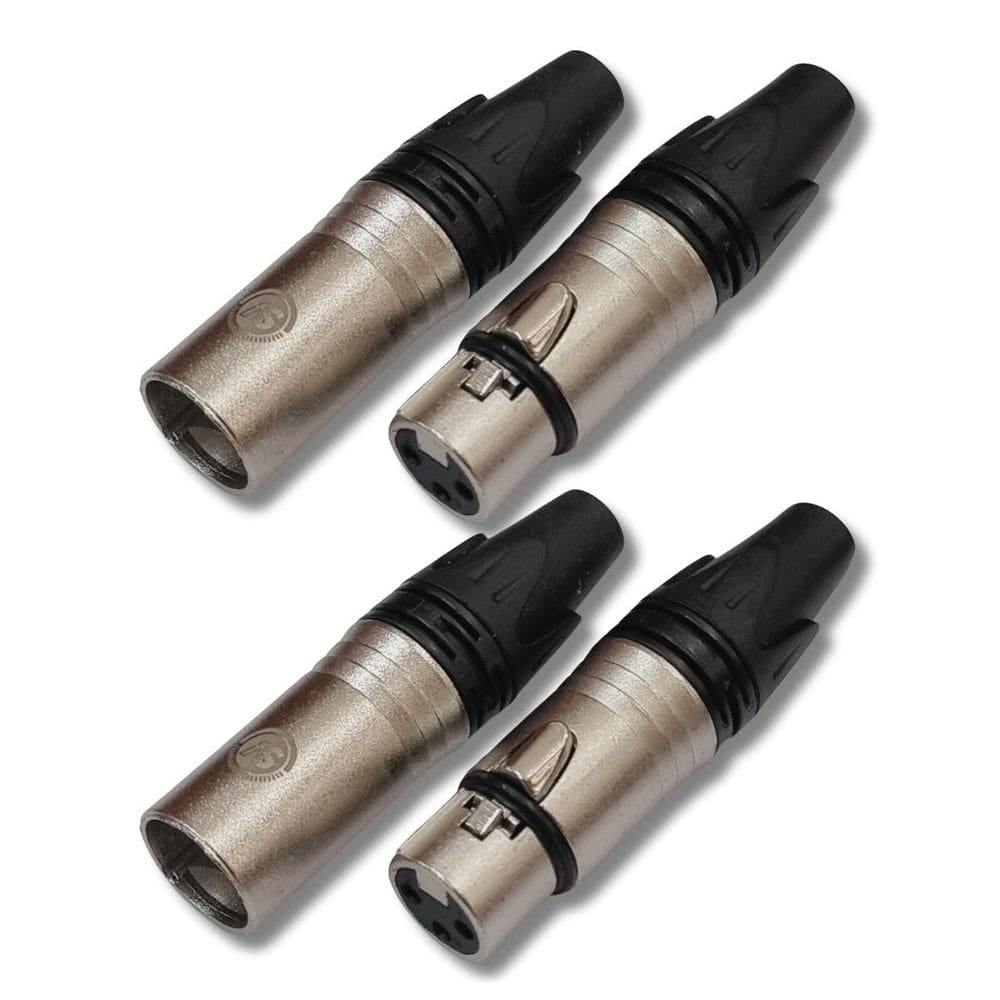 Kit 2 Plug Xlr Macho + 2 Plug Xlr Fêmea Xl03 Robusto Sv